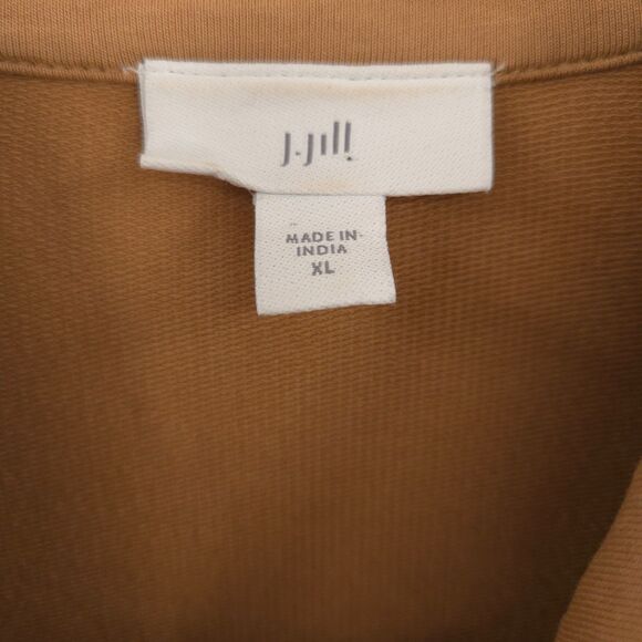 J. Jill stretch knit jacket Size XL barn chore tan cotton button front - Picture 5 of 9